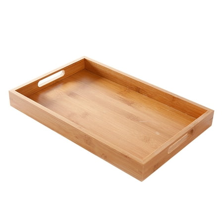 

With Handles Dessert Snack Kitchen Tool Coffee Tea Solid Bamboo Serving Tray