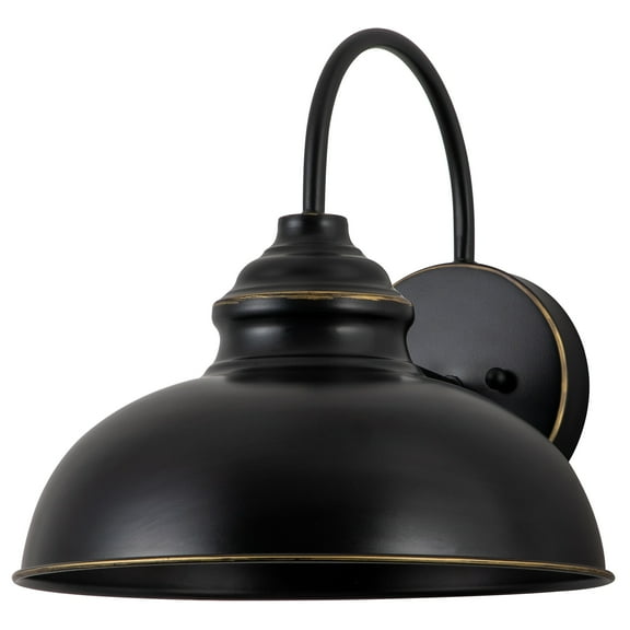 C Cattleya 1-Light Black Outdoor Barn Light with Gold Edges