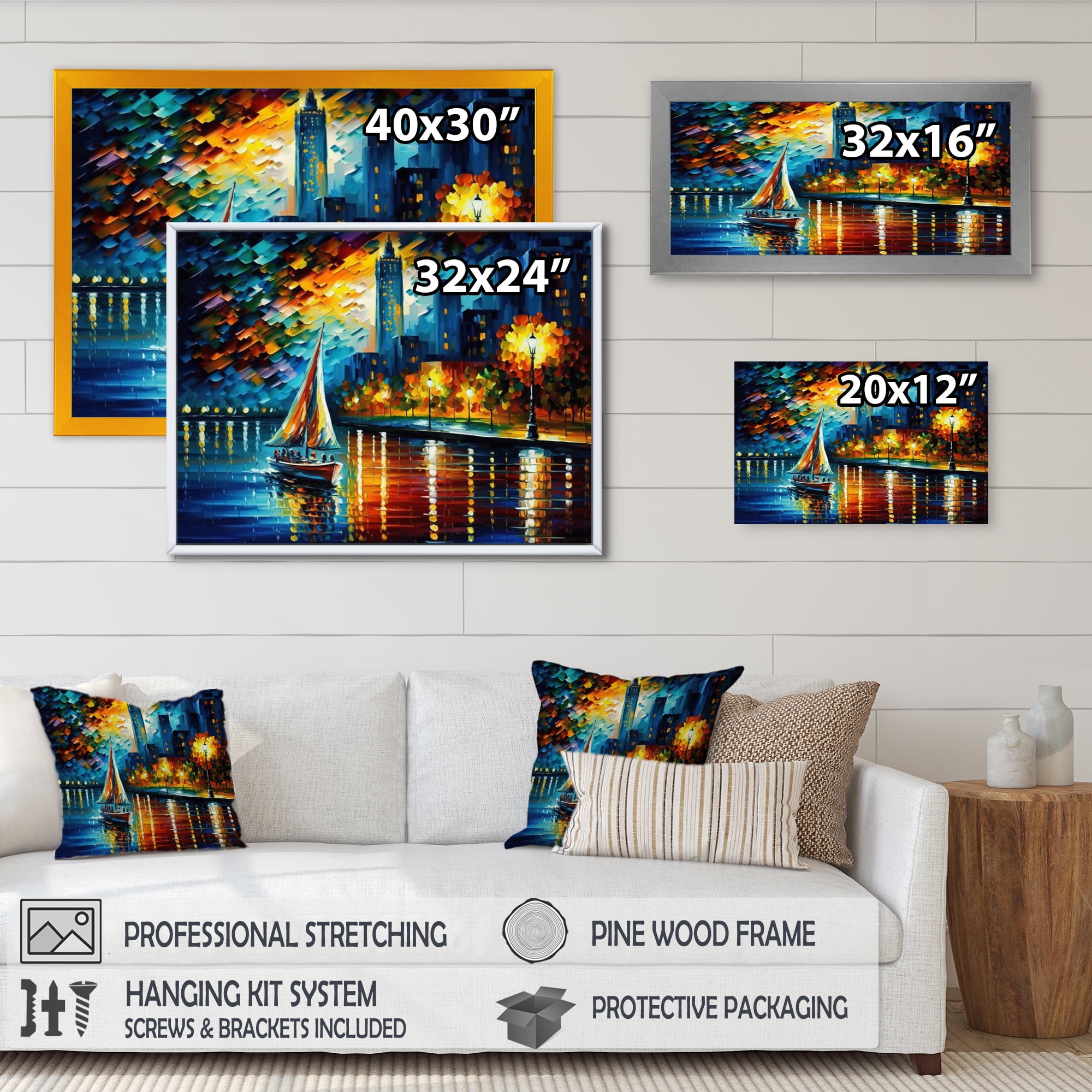 Designart Colorful \Paris River Canvas Wall Art