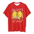 thumbnail image 5 of LUOGENLI T-Shirt pour Filles Enfants Mode Décontractée Imprimé Col Rond Ample Manches Courtes T-Shirt Haut Maxi Hauts Ensembles Filles Tenue 2 Pcs Été Rouge 12-13 Ans, 5 of 5