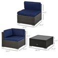 thumbnail image 2 of 7-Piece Navy Blue Rattan Patio Furniture Set - Outdoor Wicker Sofa & Coffee Table for Garden, Deck & Living Room Seating. Durable Steel Frame., 2 of 7