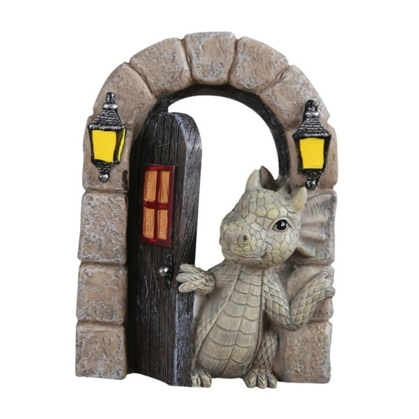 Estatua de jardín de dragón, escultura de dragón de jardín, estatuilla de dragón de resina, pared creativa 11X4X15cm