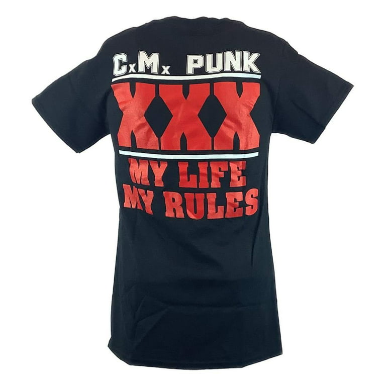 CM Punk Straight Edge Hardcore My Life Rules Mens T-shirt L - Walmart.com
