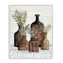 Stupell Industries Brown Pottery Botanicals Plants & Flowers Painting White Framed Art Print Wall Art, 16 x 20