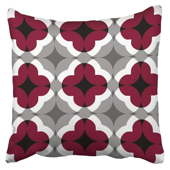 RYLABLUE Abstract Floral Clover Pattern In Red And Grey Pillowcase Cushion Cover 18x18 inch