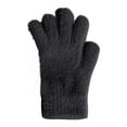 thumbnail image 2 of Women's Gloves Mittens Coral Velvet Knitted Warm Mittens Top Fingerless Winter Fleece Ear Warmer (White Black, 2 of 3