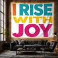 thumbnail image 6 of I Rise With Joy Message on Color Blocks, Inspirational Retro Style for Rainbow Decor Lovers, Positive Wall Decor, Friendship Gift, Tapestry Wall Hanging for Bedroom and Dorm, 6 of 7