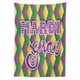 thumbnail image 3 of Ambesonne Mardi Gras Tablecloth Rectangular Table Cover, Word on Diamond Backdrop, 60"x90", Fern Green Marigold, 3 of 4