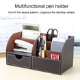 thumbnail image 4 of Injueey Organizador de escritorio de cuero Tidy Pen Portalápices Ollas Cajón Moda Papelería Contenedor de almacenamiento Caja Oficina Hogar Carpetas de archivos Marrón, 4 of 6