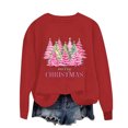 thumbnail image 6 of Wancir Womens' Christmas Sweatshirt Merry and Bright Shirts Plaid Christmas Trees Graphic Pullover Long Sleeve Tops, 6 of 7