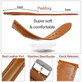 thumbnail image 4 of 20mm Tan Brown Leather Watch Band Men Quick Release Replacement Strap Soft Handmade Wristband Stainless Steel Buckle, Vintage Gift for Father's Day Dad Son Husband DH-202-20MM, 4 of 7