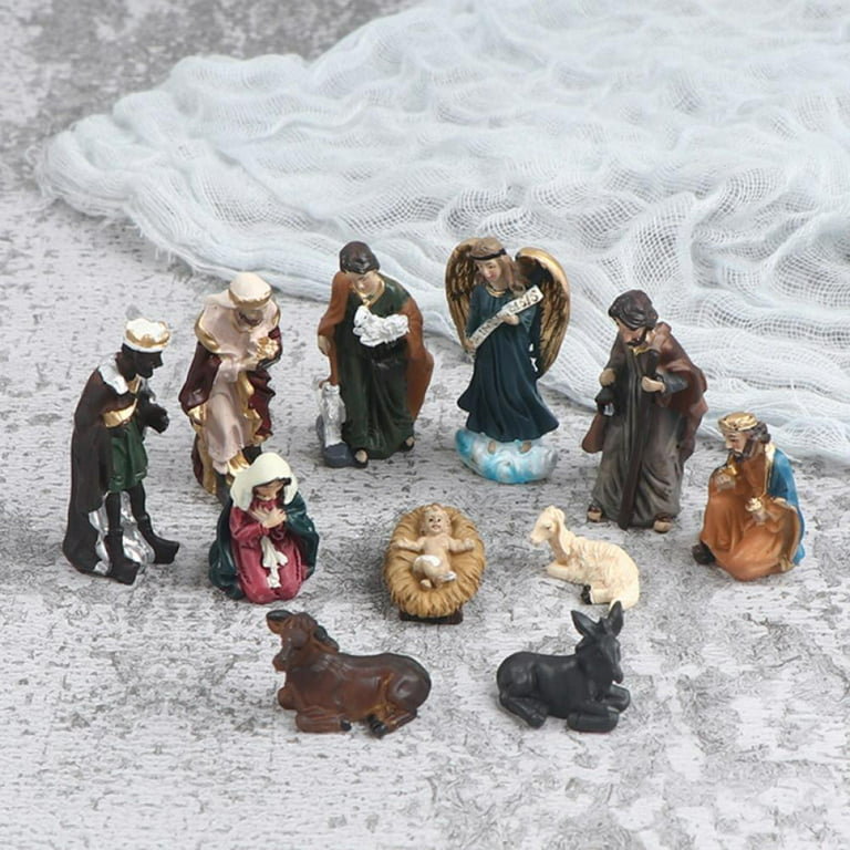 Nativity Set Toys - Christmas Story Manger Scene, 11 Pieces Resin Little  Animals & Figures,Birth of Baby Jesus,Gifts for Age 3+