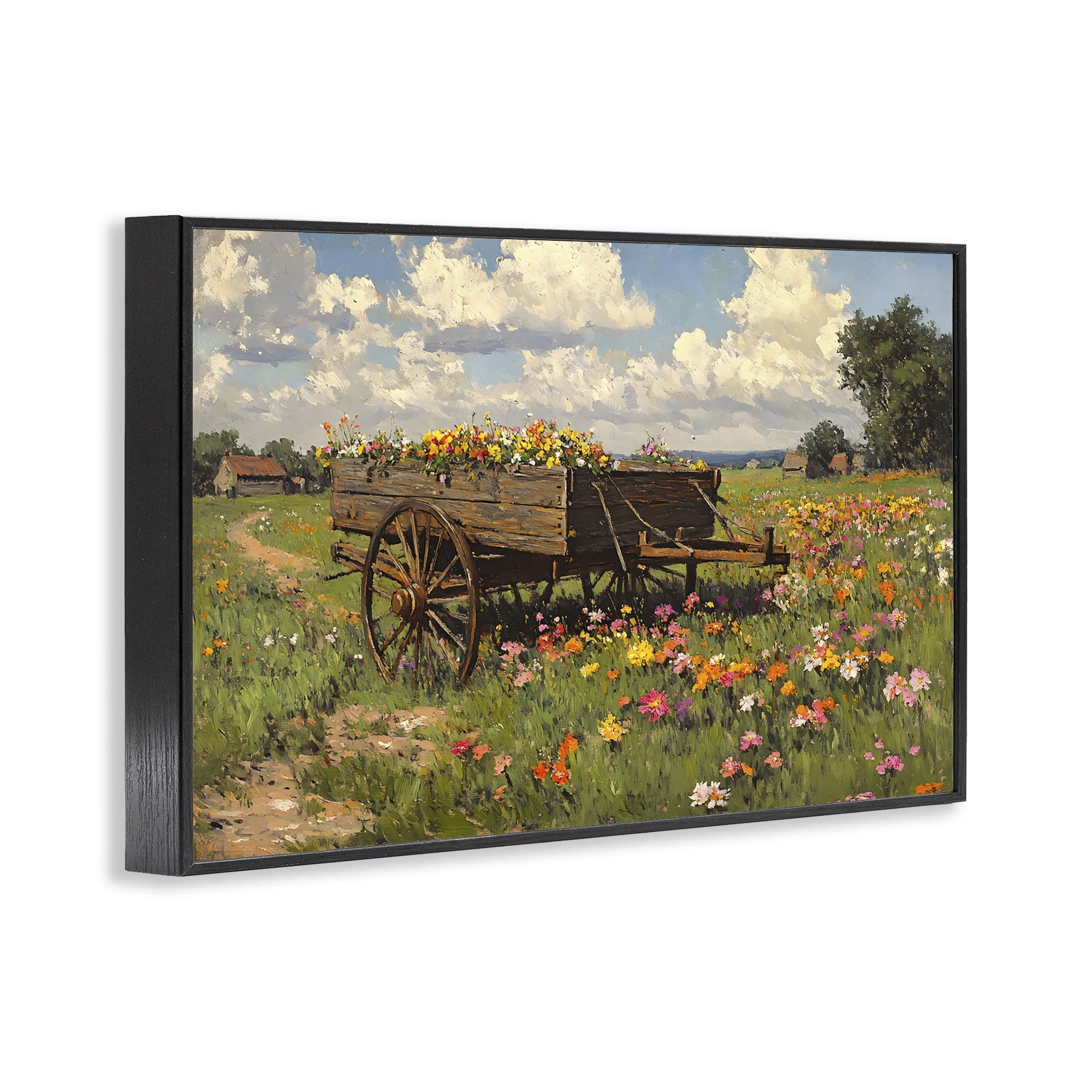 Stupell Industries Wildflower Wagon in Bloom Black Framed Giclee Art, design by Franklyn Gregory