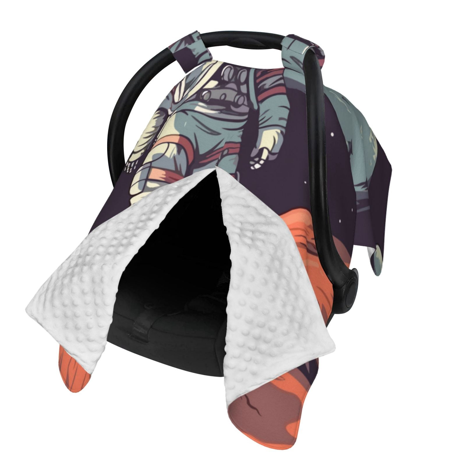 Naloa Astronaut With American Flag Baby Car Seat Cover, Breathable Baby Carrier Cover, Multiuse Baby Carrier Cover & Nursing Breastfeeding Cover
