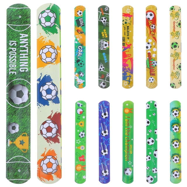 12pcs Soccer Theme PVC Slap Bracelets Football Competition Theme Slap Bands