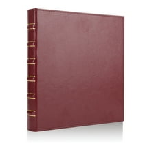 RYWESNIY Classical binder 1 Inch 3 Ring Binder Rings,Vintage Leather 3 Ring Binder Letter Size 8.5 x 11,Red