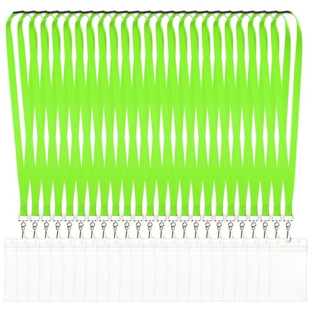 Uxcell 24Pack Colored Lanyards for ID Badges, Breakaway Lanyards for Keys, Fluorescent Green