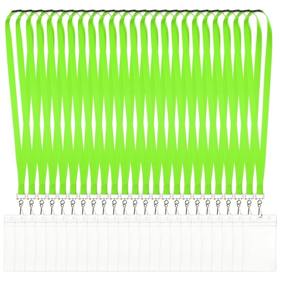 Uxcell 24Pack Colored Lanyards for ID Badges, Breakaway Lanyards for Keys, Fluorescent Green