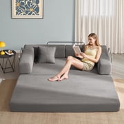 YINIX 78,6 Convertible Sofa Couch with 2 Pillows, Sleeper Sofa Bed for Living Room, Small Spaces, Gray