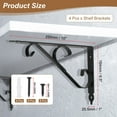 thumbnail image 2 of Uxcell 4 Pcs Decorative Shelf Brackets, 250mm/10 Inch Heavy Duty Floating Shelf Brackets for Wall Bookshelves Shelves Support, Black, 2 of 7
