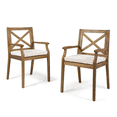 thumbnail image 5 of Tcbosik Acacia Wood Outdoor Chair Set of 2 with Cushions, Dining Armchair for Garden, Deck, Porch, Backyard, Cream & Teak, 5 of 8