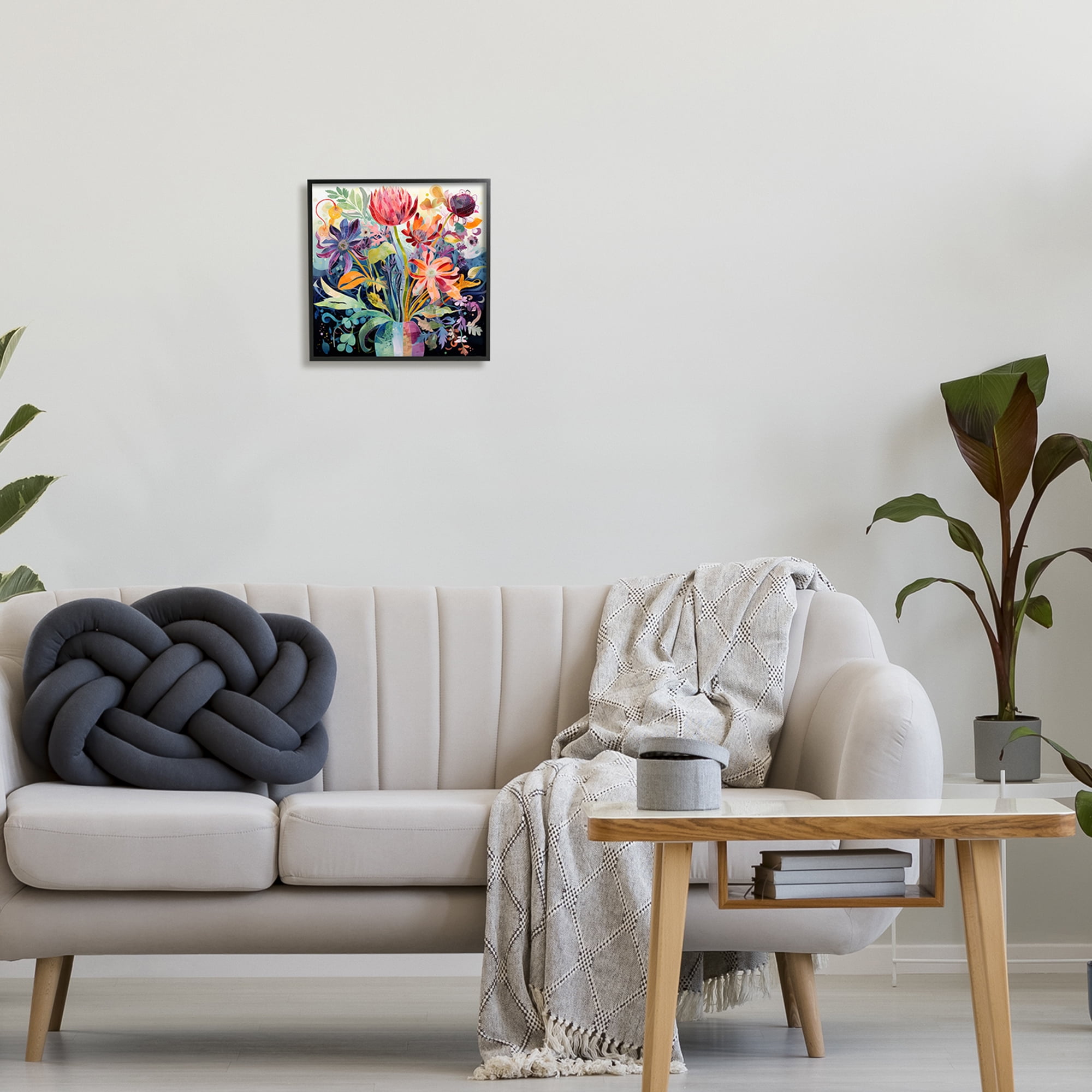 Stupell Industries Busy Modern Florals Botanical & Floral Painting Black Framed Art Print Wall Art, 12 x 12