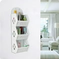 thumbnail image 6 of 3-Tier Wall Mounted Bathroom Storage Rack | PVC Shower Organizer with Hanging Rings | White Space-Saving Shelf for Toiletries & Cleaning Supplies, 6 of 6