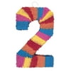 Unique Industries Multi-color Striped Asymmetrical Birthday Number 2 Pinata, 14.25" x 22"