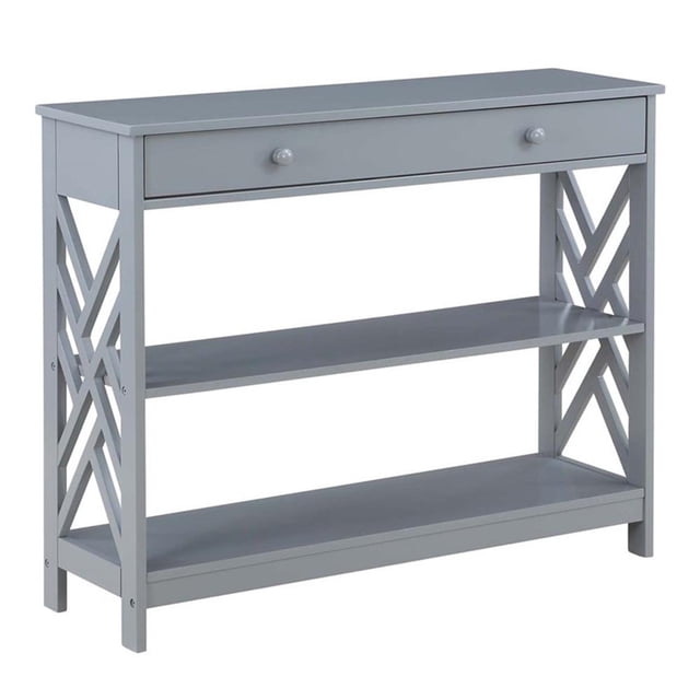 Convenience Concepts Titan One-Drawer Console Table with Shelves in Gray Wood