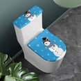 thumbnail image 2 of HELLHERO Toilet Covers Set Stretch 2-Piece Dustproof Washable for Bathroom Home, Blue Snowman Christmas Pattern, 2 of 4