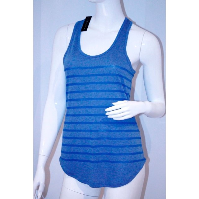 THEORY Belian STRIPED Burnout PRIMARY BLUE Striped TANK Racerback TOP ( S )