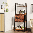 thumbnail image 2 of Tydimor 4-Tier Ladder Bookshelf With Drawer, Leaning Bookcase Storage Display Shelf,Rustic Brown, 2 of 7