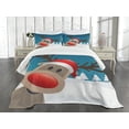 thumbnail image 3 of Ambesonne Christmas Quilted Bedspread Set 3 Pcs, Noel Fun Cartoon, Queen Size, Red Brown Navy, 3 of 5