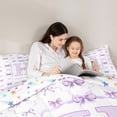 thumbnail image 4 of Manfei Dreamy Princess Bow Knot Letter Monogrammed H Bedding Comforter Set 7-Piece for Girls Women,Purple Ribbon Bow Grid King Bedding Sets for Kids Teens,Super Cozy Room Decor, 4 of 7