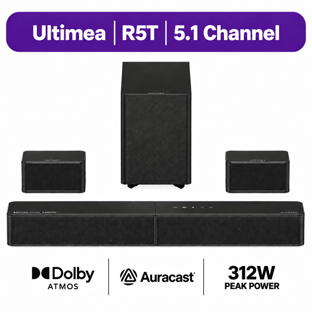 Ultimea Aura A30 5.1ch Sound Bar for TV, Virtual Surround, App Ultimea Aura A30 5.1ch Sound Bar for TV, Virtual Surround, App