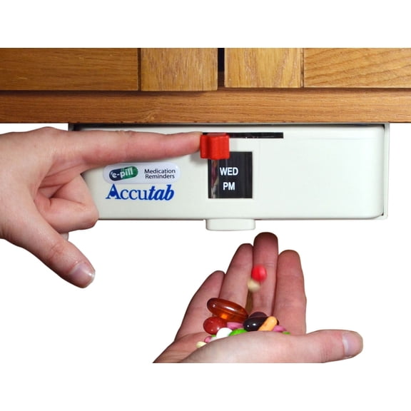 e-pill Accutab Manual Pill Dispenser 7-Day x 3 Compartment Pill Organizer with Pill Filling/Counting Tray, Beige (1 Pack)