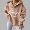 thumbnail image 2 of Xudanell Crewneck Sweatshirt Athletic Football Lady Hoodie Waist Sweater Running Clothes for Women Khaki L, 2 of 4