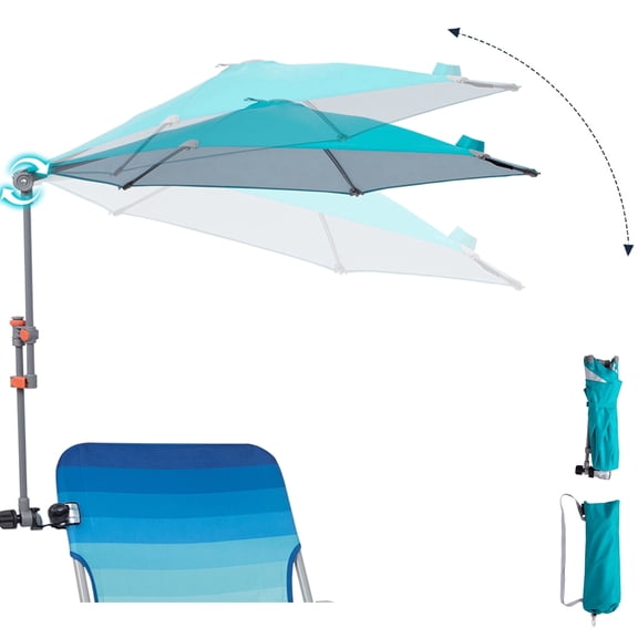 Wejoy Chair Umbrella with Clamp, Clip-on Umbrella for Beach Chair, UV Resistant UPF50 , 360° Adjustable Beach Chair Umbrella with Clamp, for Universal Chairs, Strollers, Wheelchairs