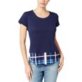thumbnail image 1 of maison Jules Blusa de punto de medios mixtos para mujer, azul, extragrande maison Jules  Tejer, 1 of 1