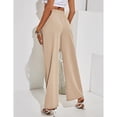 thumbnail image 4 of Pantalones holgados con cordón, pantalones de pierna ancha para mujer, pantalones de playa con cintura elástica, pantalones casuales de cintura alta, compactos y livianos, 4 of 7