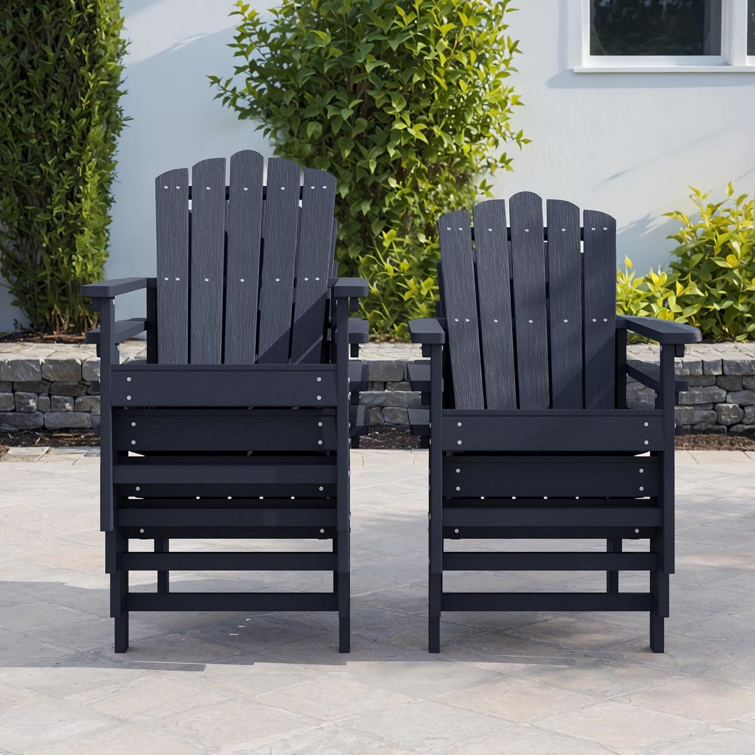 GONICHA Stackable HDPE Adirondack Chairs Set of 2 – Durable, Weather-Resistant Outdoor Patio Seating, Low Maintenance Poly Lumber Chairs for Porch, Deck, Garden, Fire Pit (Blue)