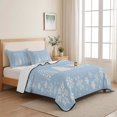 thumbnail image 5 of Quilts Twin Size Bedding Set, Light Blue Christmas Lightweight Quilted Comforter, Winter Xmas Snowflake Trees Snowy Soft Reversible Bedspread Coverlet with Pillow Covers for All Season, 68" x 86", 5 of 9