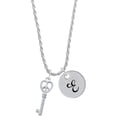 thumbnail image 1 of Delight Jewelry Silvertone Open Peace Heart Key Silvertone Script Initial Disc - E - Charm Necklace, 20"+3", 1 of 4