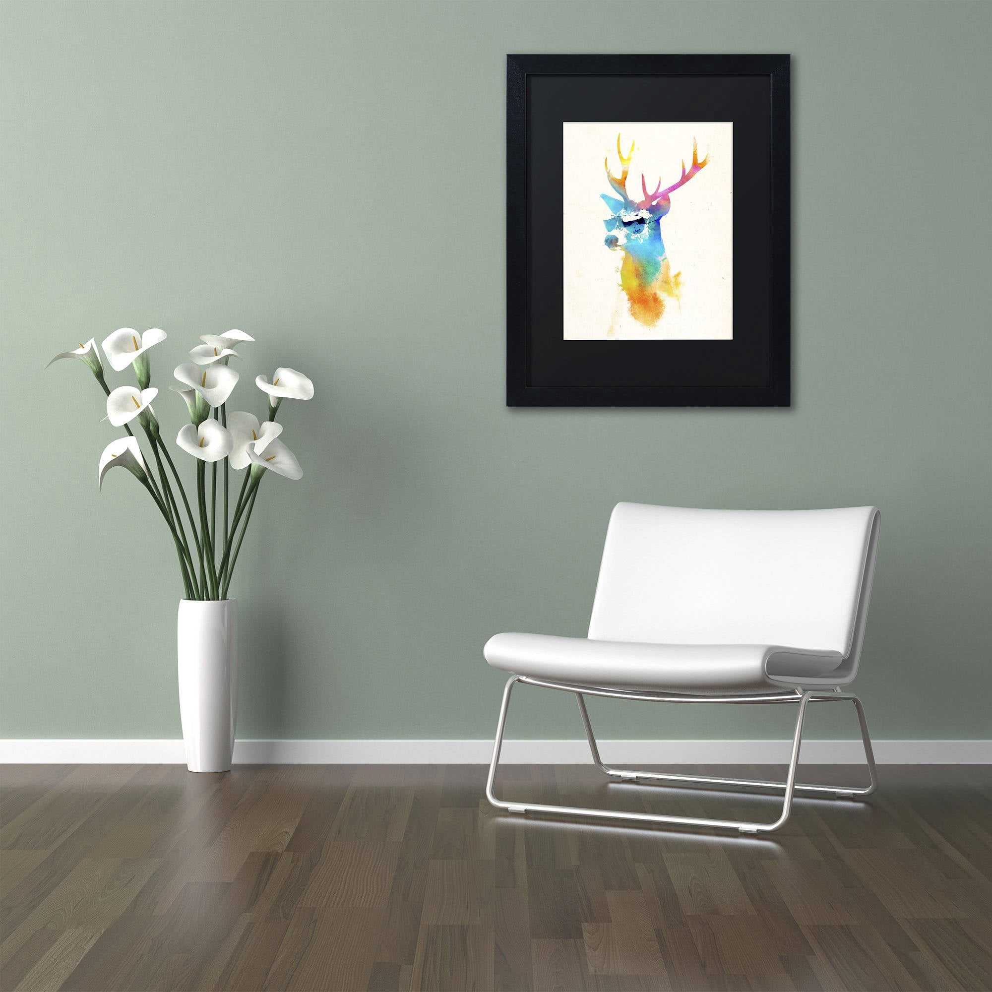 Trademark Fine Art 'Sunny Stag' Canvas Art by Robert Farkas, Black Matte, Black Frame