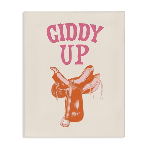 Stupell Industries Giddy Up Phrase Typography Painting Gallery Wrapped Canvas Art Print Wall Art, 16 x 20