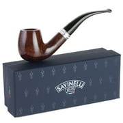 Savinelli Trevi - Mediterranean Briar Wood Curved Stem Pipe, Handmade Pipe,  Lightweight Italian Bent Wood Pipe, Wooden Pipe, Polished Smooth Finish, 602