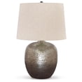 thumbnail image 3 of Signature Design by Ashley Magalie Metal Table Lamp, Antique Silver Hammered Aluminum, Modern Accent, 3-Way Switch, 3 of 5