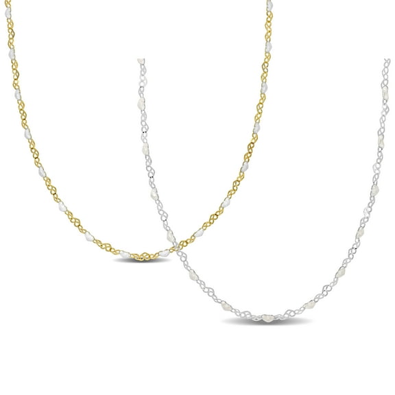 Everly Women's Enamel Heart Link and Two-Tone Sterling Silver Necklace - 16 in   2 ext