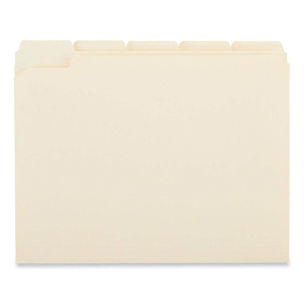 Universal UNV16115 2-Ply 1/5-Cut Assorted Top Tab File Folders - Letter Size, Manila (100/Box)