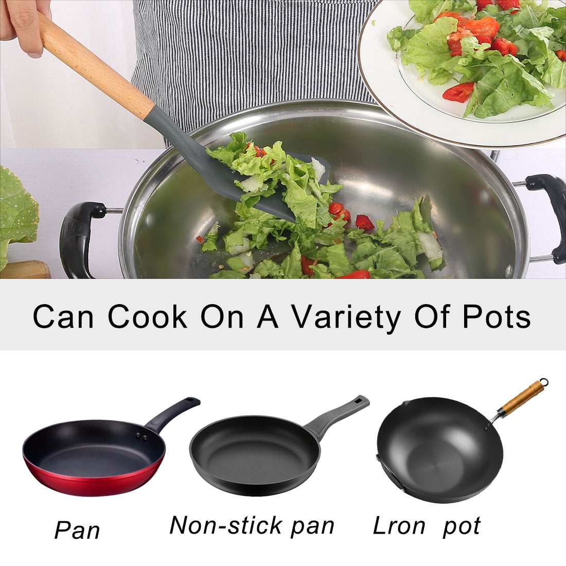 Unique Bargains Silicone Spatula 4 Pack Heat Resistant Non Stick Turner Gray